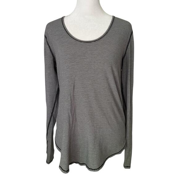 Lululemon black & white striped long sleeve top - Picture 1 of 13